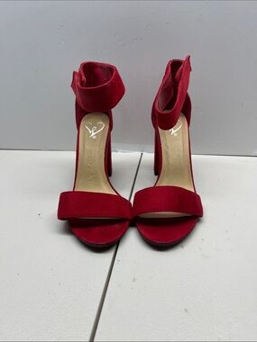 Red Ankle-Strap High Heel Sandals by (unbranded)